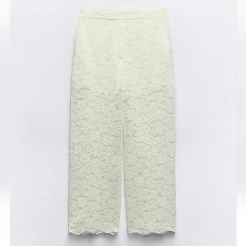 ZARA LACE DETAIL CROPPED PANTS